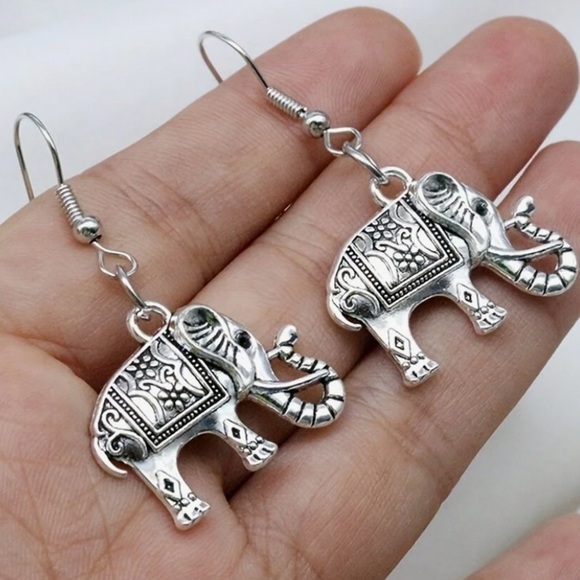 Any 4/$25! Antiqued Silver Elephant Boho Drop Earrings - Picture 3 of 6